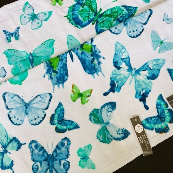 Butterfly Teal Blue Green 4-pc Bath Towels Set - Picture 4 of 4